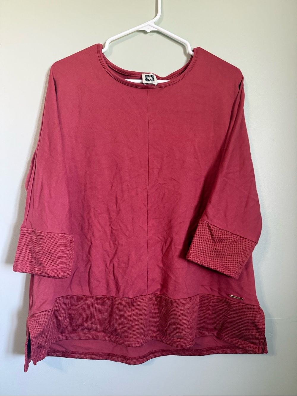 Anne Klein Raspberry Crewneck 3/4 Sleeve Top